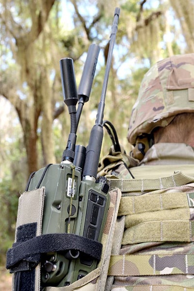 Iridium DTCS mission module connects the L3Harris AN/PRC-163 multi-channel handheld tactical radio to a global network