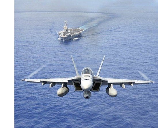 F/A-18 Super Hornet launched from aircraft carrier