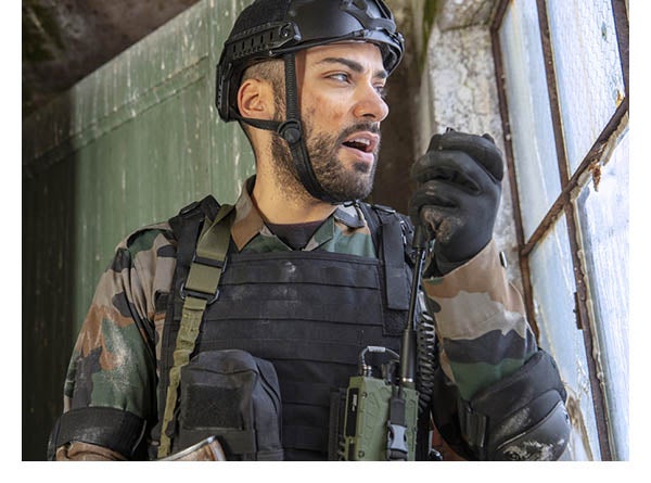 Soldier wearing L3Harris Falcon III® RF-7850S Secure Personal Radio