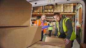 Delivery driver loads van