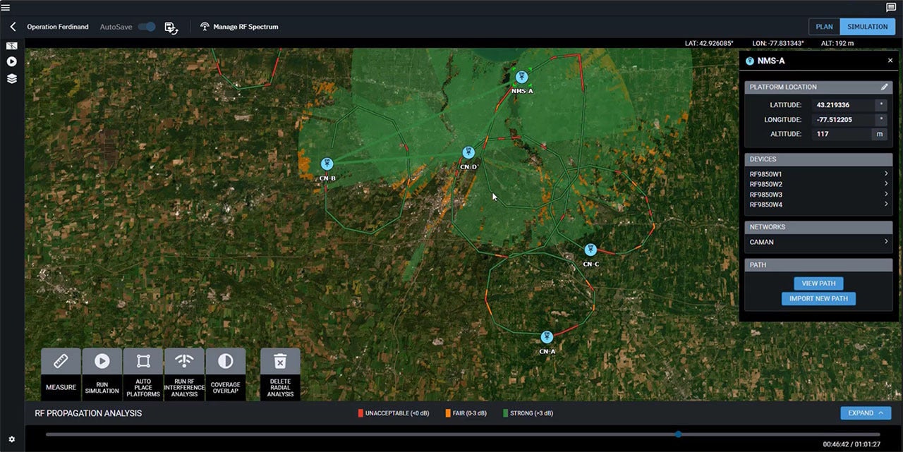 MissionOps™ Tactical Network Management Suite sample screen