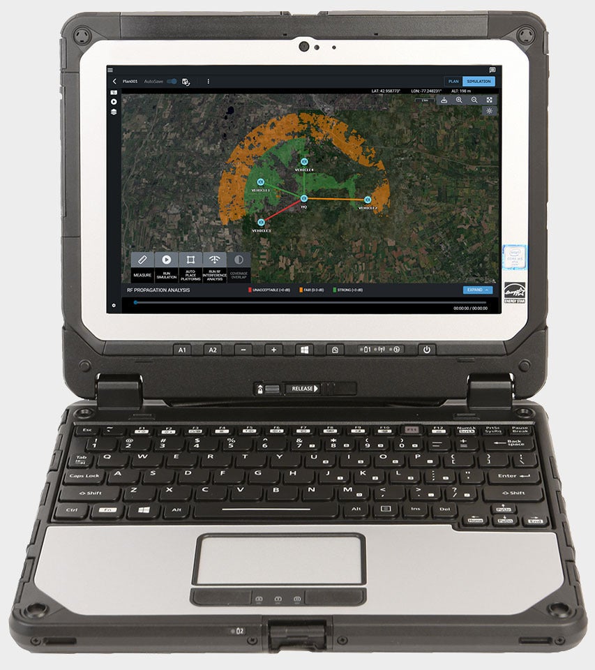 MissionOps™ Tactical Network Management Suite laptop screen