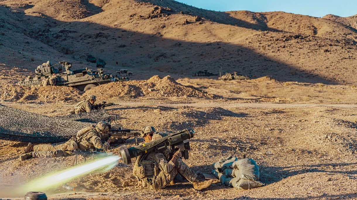 Soldier fires javelin