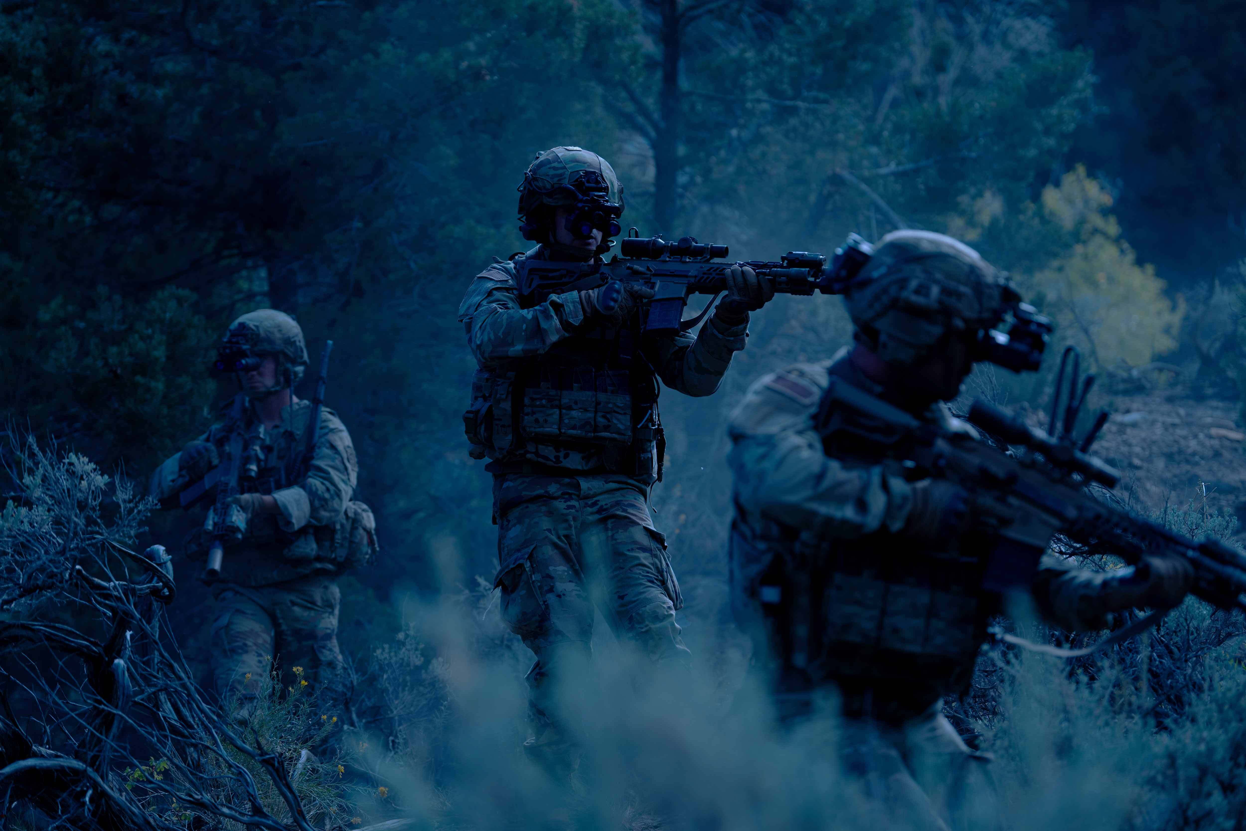 Soldiers in the field with night vision goggles