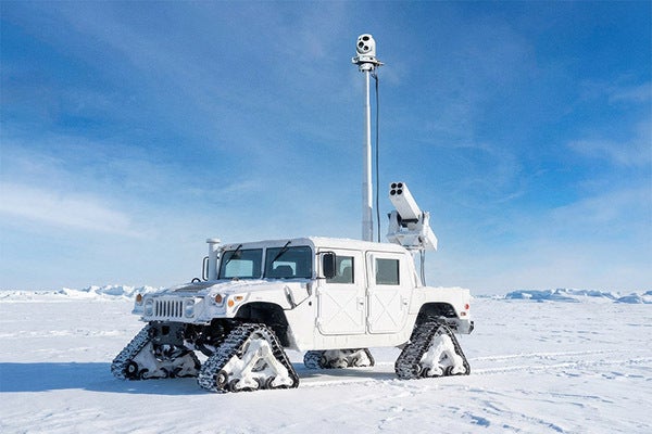 Illustration depicting the VAMPIRE system deployed on a vehicle in the Arctic.