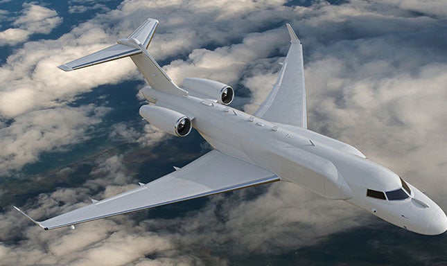 Artist rendering of a Gulfstream G550-based EA-37B in flight