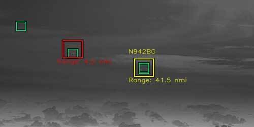 The system tracks cooperative targets and nearby aircraft during flight, demonstrating precise detection.