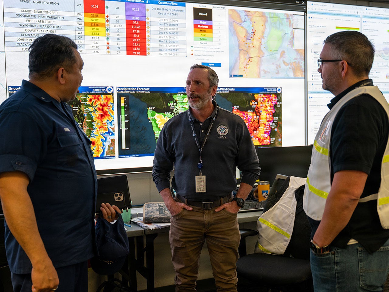 FEMA agents coordinating weather disaster response