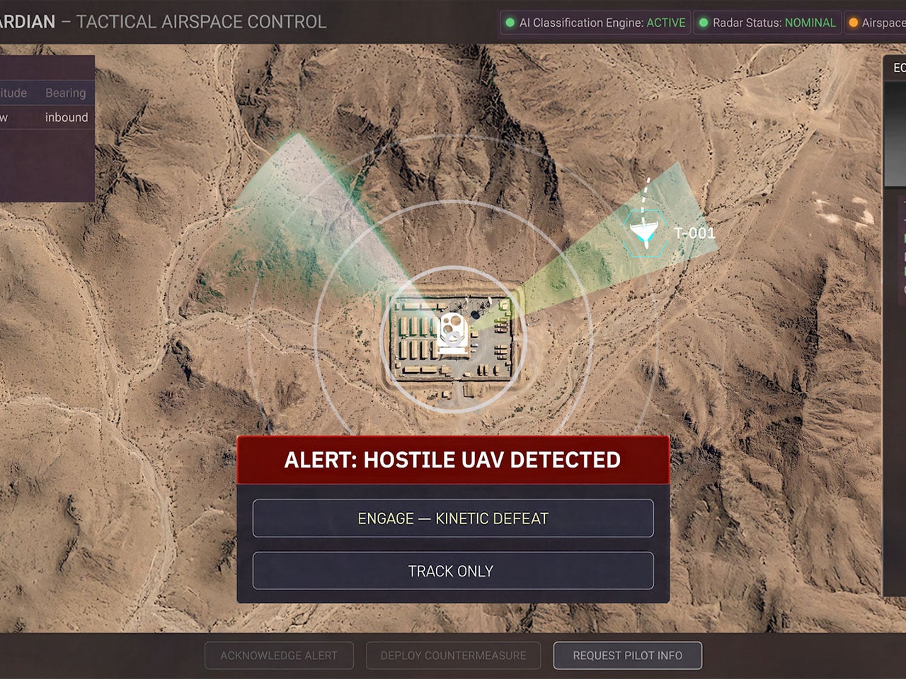 Confirmation of drone approaching a protected site monitored by Drone Guardian counter-UAS protection