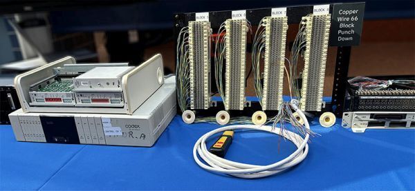 Legacy copper wiring and time division multiplexing technology cables on display at Modern Skies Summit