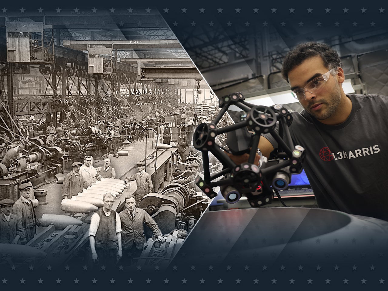 Manufacturing lines shown historical along with modern workstation