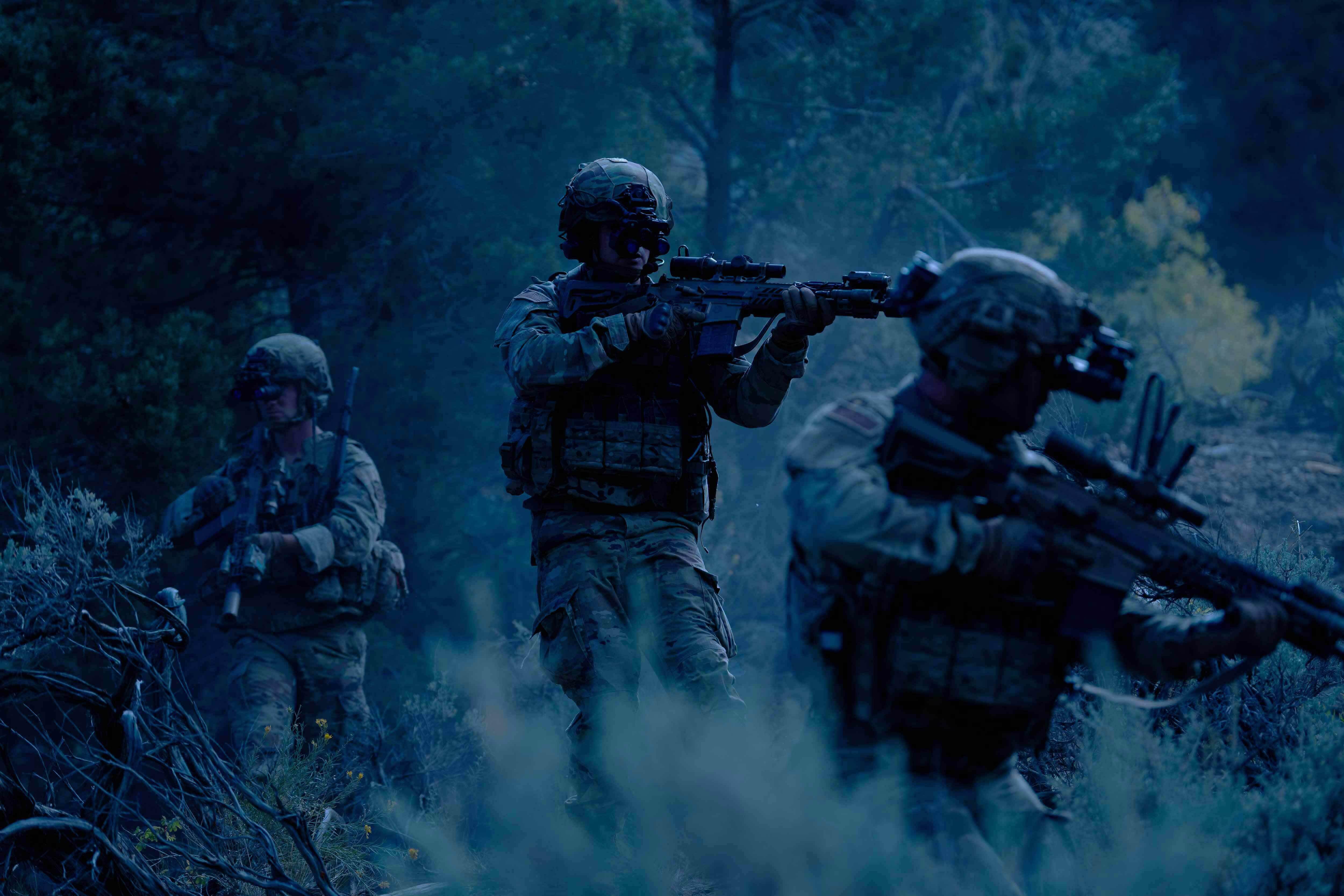 Soldiers in the field with night vision goggles