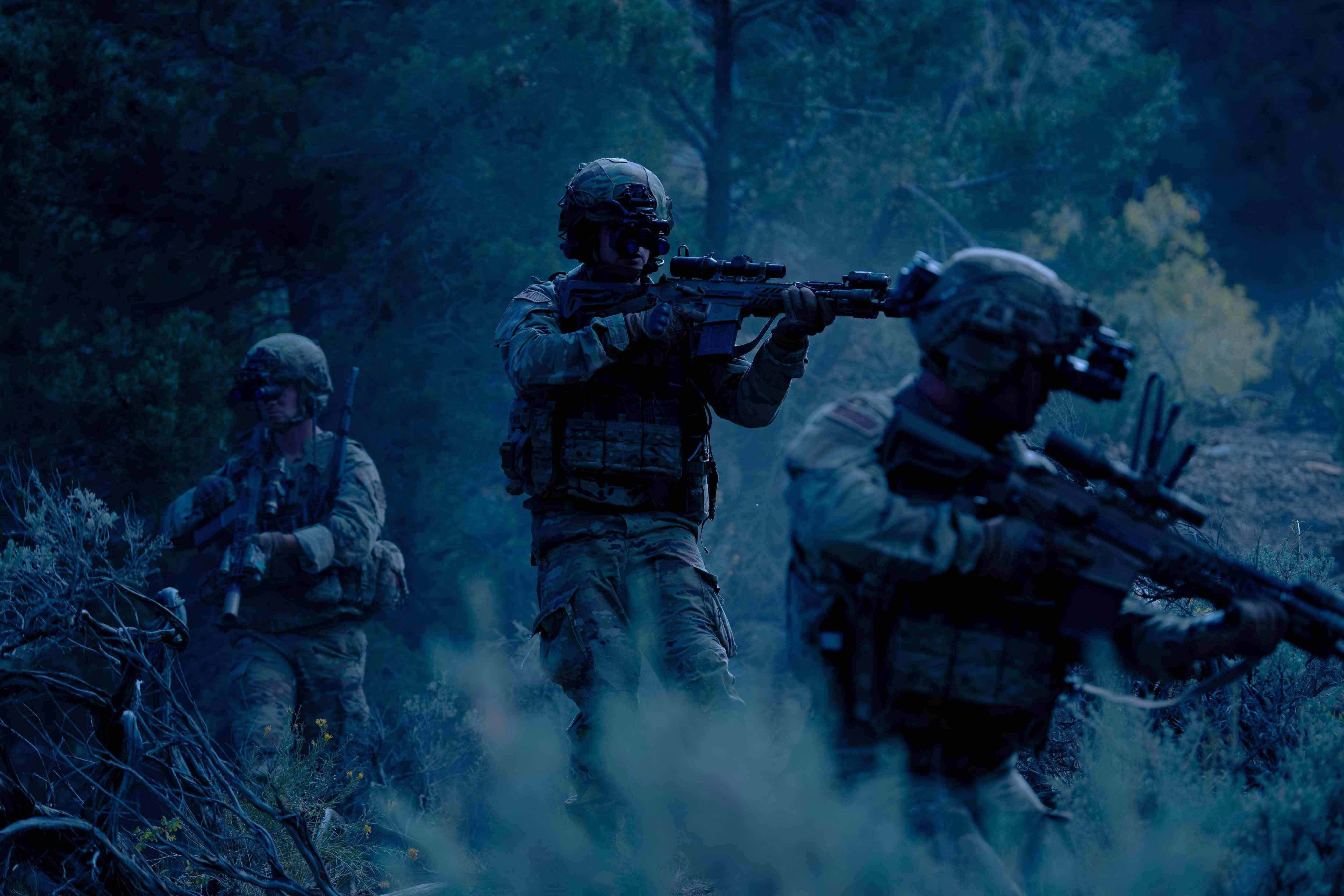 Soldiers in the field with night vision goggles
