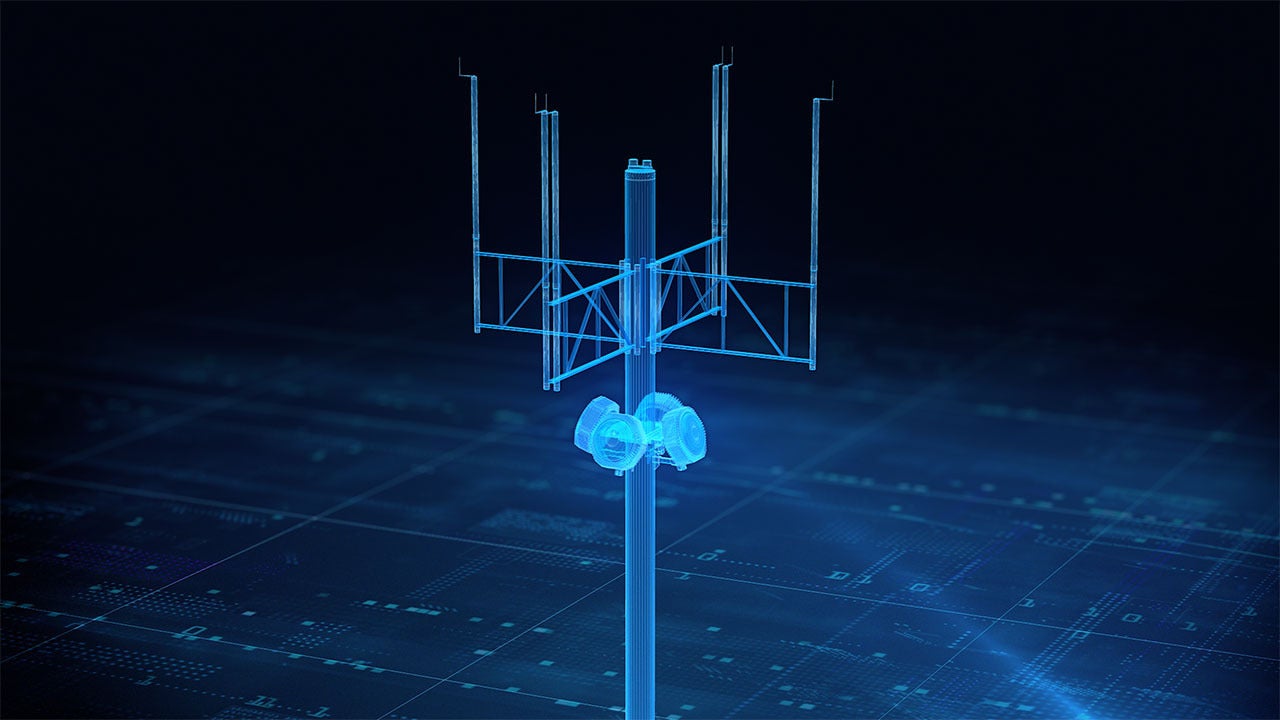 L3Harris concept graphic of emerging technologies such as radars and software-defined Active Electronically Scanned Array panels at ground stations