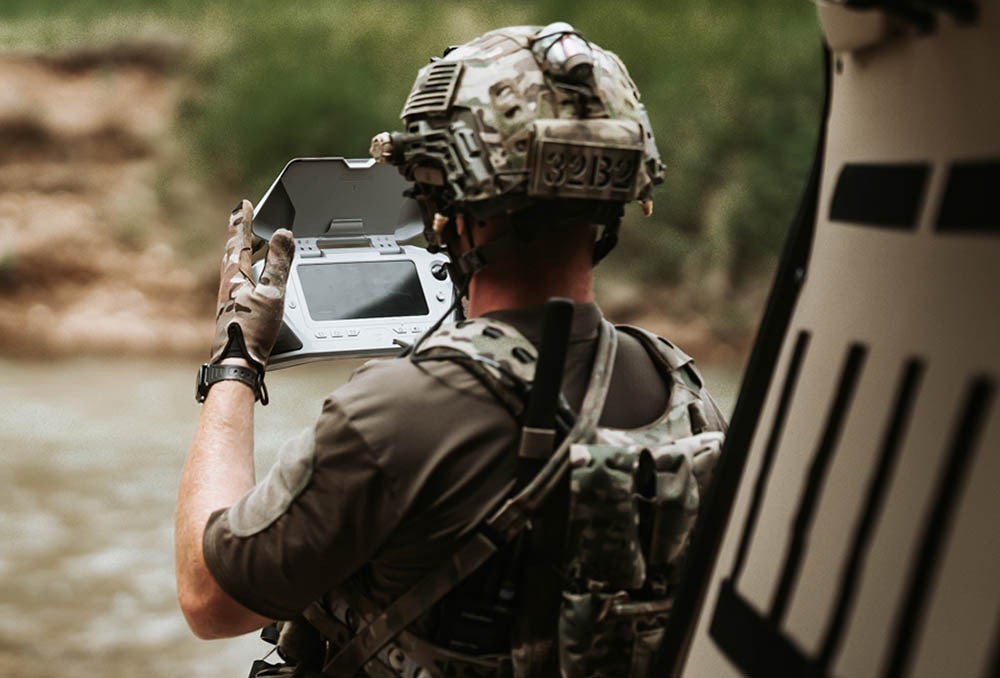 soldier tracking Skydio autonomous drone