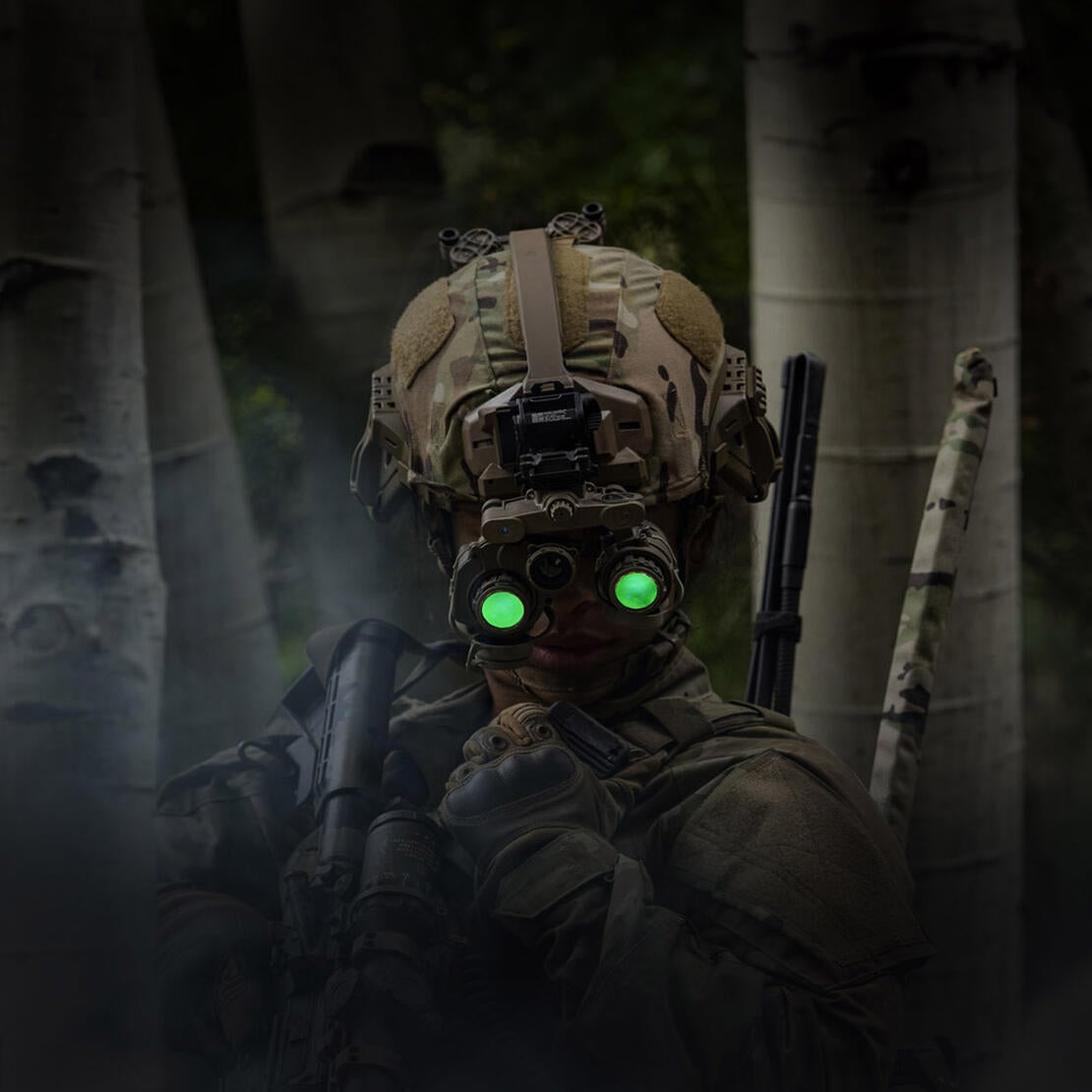 Soldier with night vision goggles