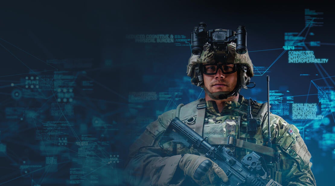 soldier surrounded by data