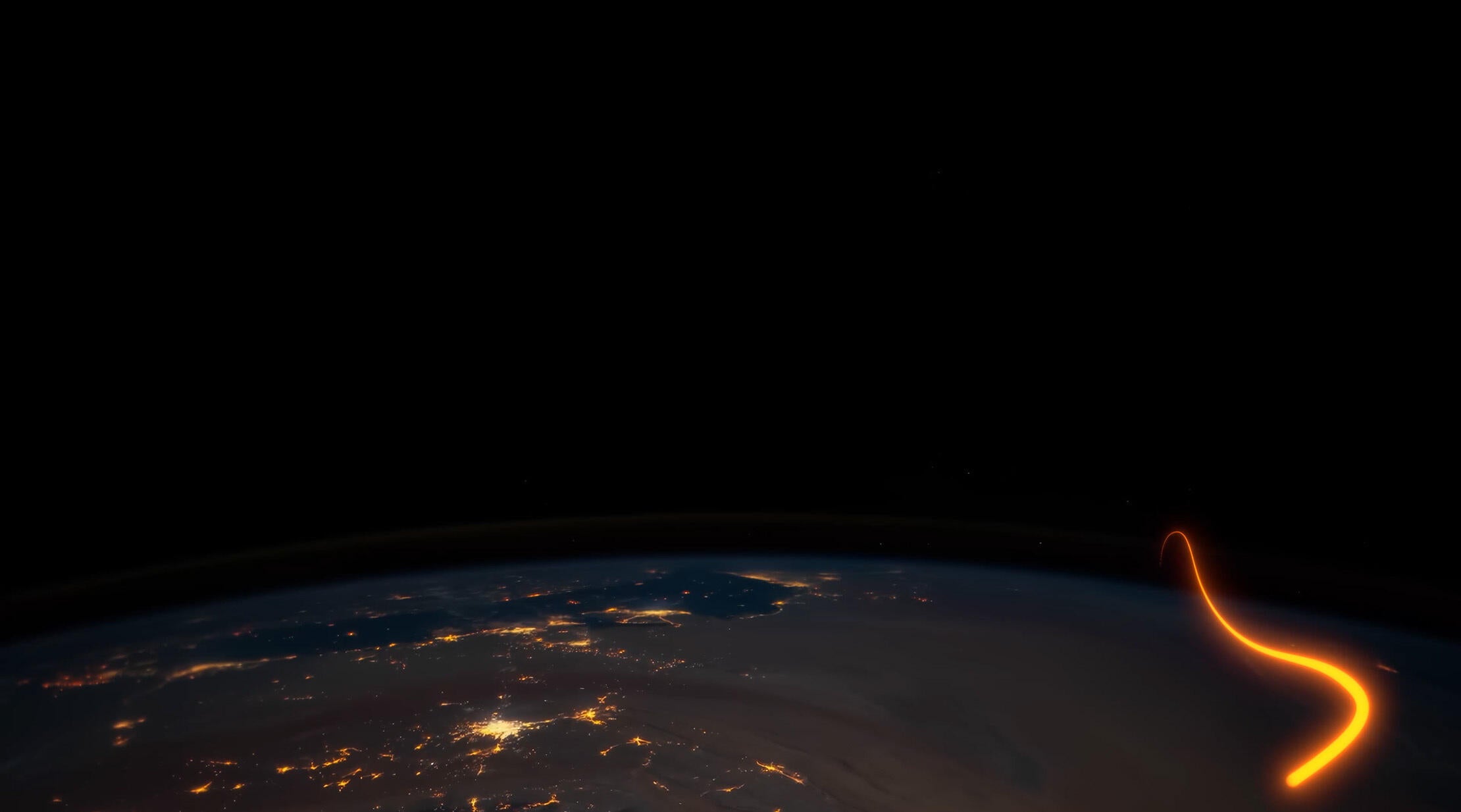 a hypersonic missile glides over the earth at night