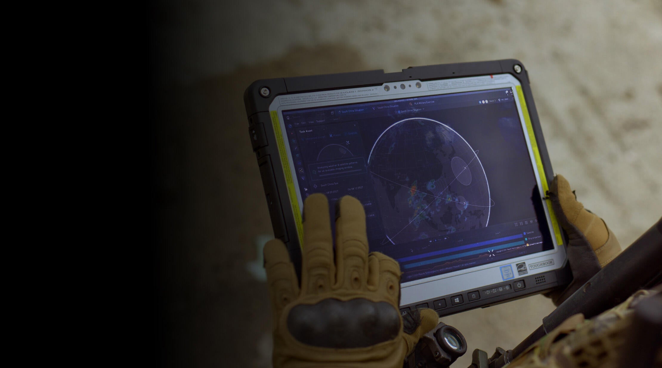 Soldier looks at screen