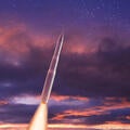 Sentinel Missile flies through sunset sky