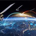 Satellites hover over earth with dome surrounding United States