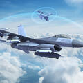 L3Harris render of Viper Shield, a virtual electronic shield, around the soaring F-16 aircraft, thumbnail image