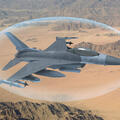 L3Harris render of Viper Shield, a virtual electronic shield, around the soaring F-16 aircraft, thumbnail image