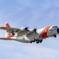 A U.S. Coast Guard C-130J aircraft during a test flight at L3Harris’ facility in Waco, Texas