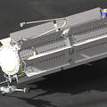 Artist's concept of the L3Harris Next Gen RTG in flight configuration, designed to provide 250 watts of reliable power for decades-long missions in deep space.