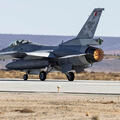 Takeoff of F-16 with Viper Shield hardware