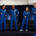 Astronauts Reid Wiseman, Victor Glover, Christina Koch and Jeremy Hansen, visit the L3Harris site in Los Angeles following successful completion of the Artemis II mission.