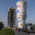 The upper stage is pulled by a truck