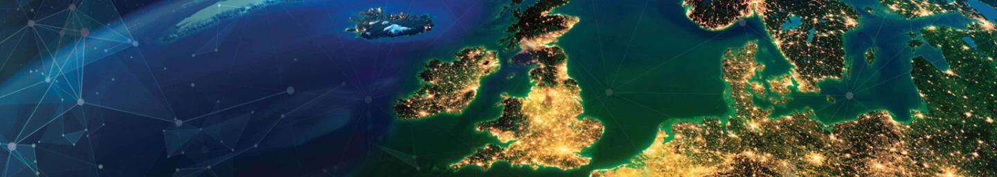 graphic of earth focused on UK