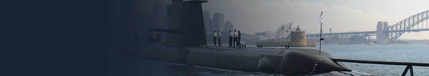 submarine with Australia behind it