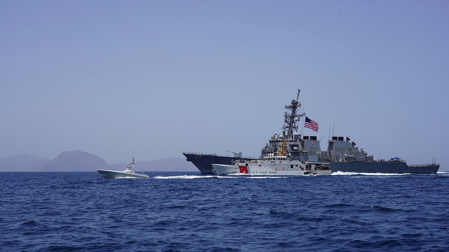 Autonomous Surface Vehicle rides waves ahead of ship