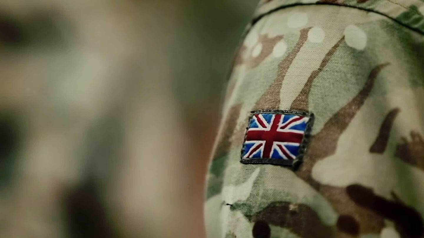 UK soldier with flag on sleeve
