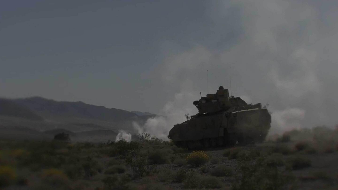 tank moving across country