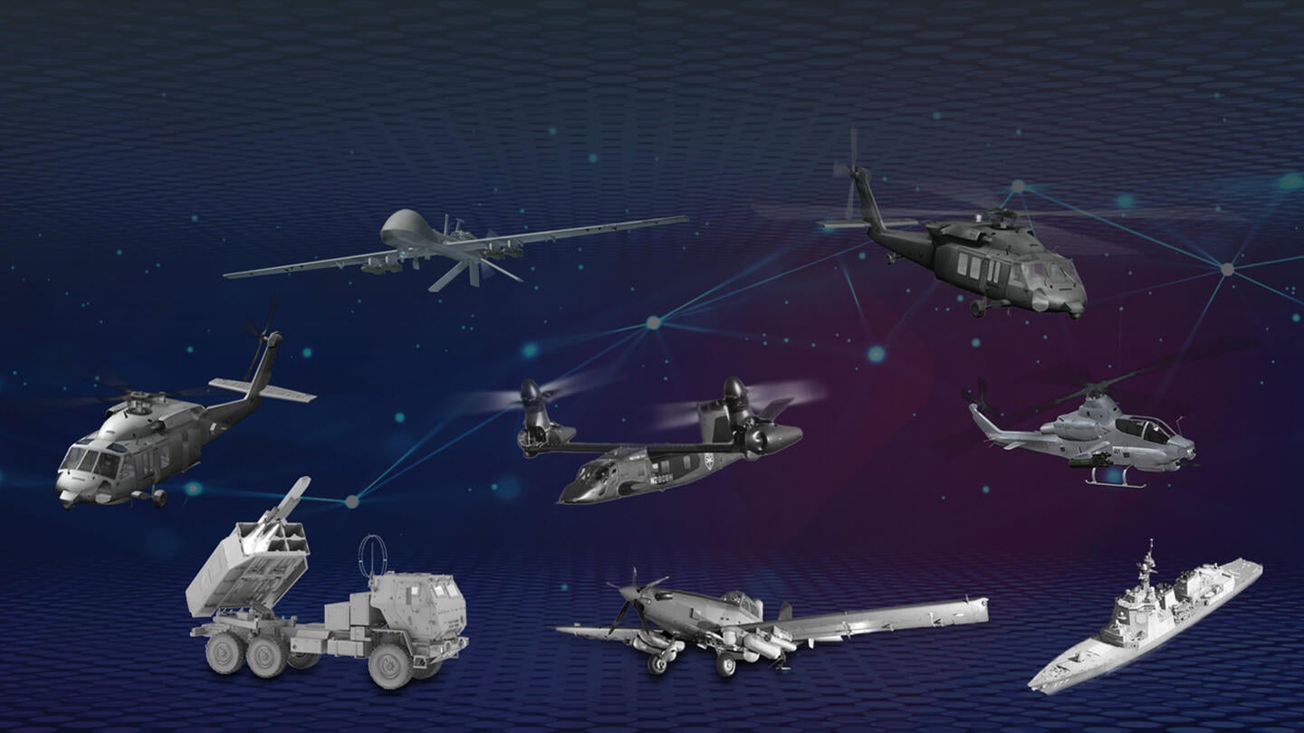 L3Harris' Launched Effects Wolf Pack can launch from air, ground or maritime platforms. Illustrations of multi-platform vehicles.