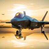 The sun sets behind an Australian F-35A Lighting II at Luke Air Force Base, Ariz., June 27, 2018. The first Australian F-35 arrived at Luke in December, 2014. Currently six Australian F-35's are assigned to the 61st Fighter Squadron where their pilots train alongside U.S. Air Force pilots. (U.S. Air Force photo by Staff Sgt. Jensen Stidham)