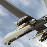 View of MQ-9 Reaper in flight, view from below, thumbnail image