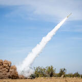 Missile takes off in the sky