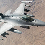 A U.S. Air Force F-16 Fighting Falcon returns to its objective after receiving fuel from a KC-135 Stratotanker during a mission in support of Operation Inherent Resolve over Iraq, Aug. 11, 2018. Thumbnail image