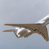 L3Harris' Army’s Theater Level High-Altitude Expeditionary Next Airborne ISR Radar (ATHENA-R) program aircraft in flight with cloudy skies around it