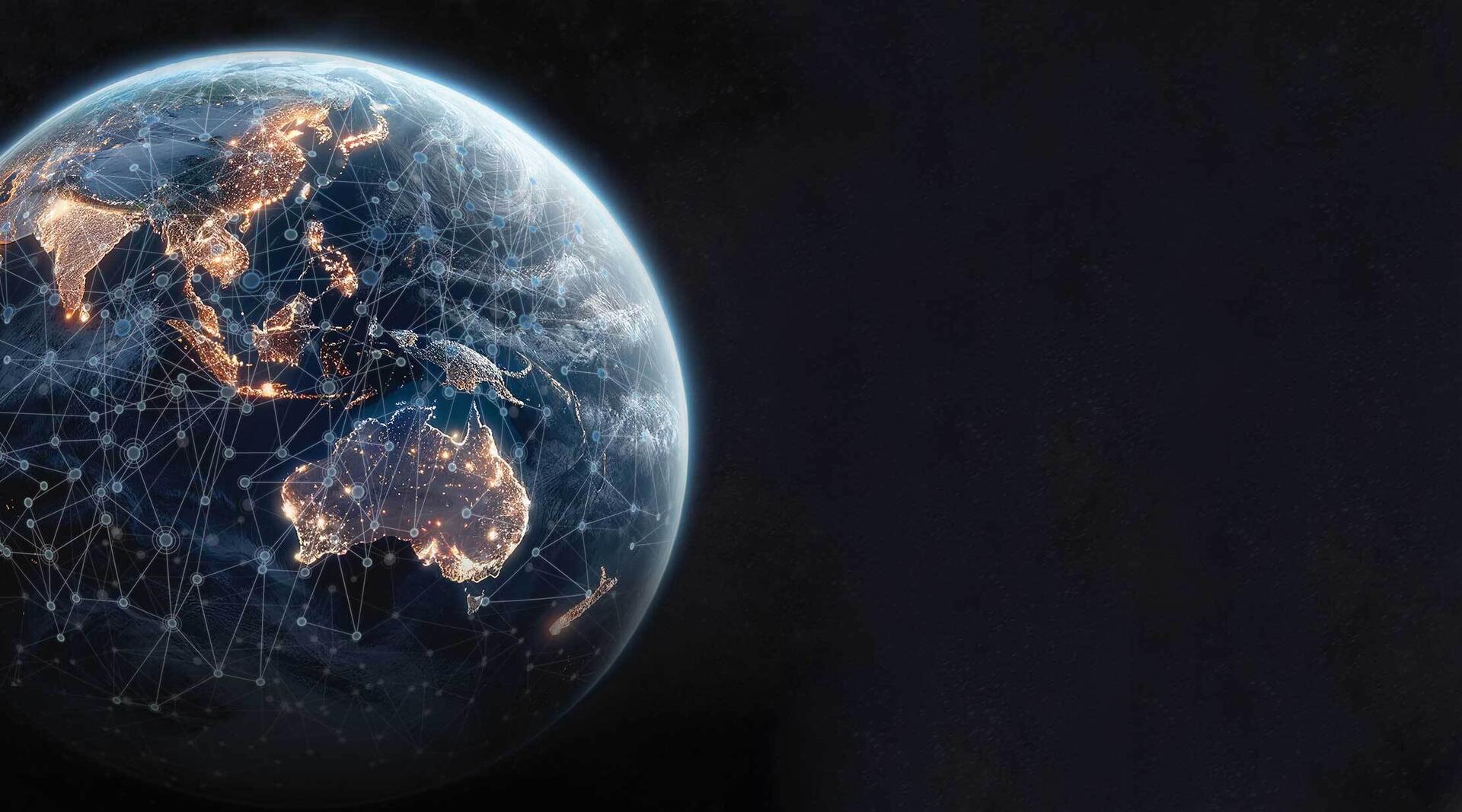 Earth with data connection points