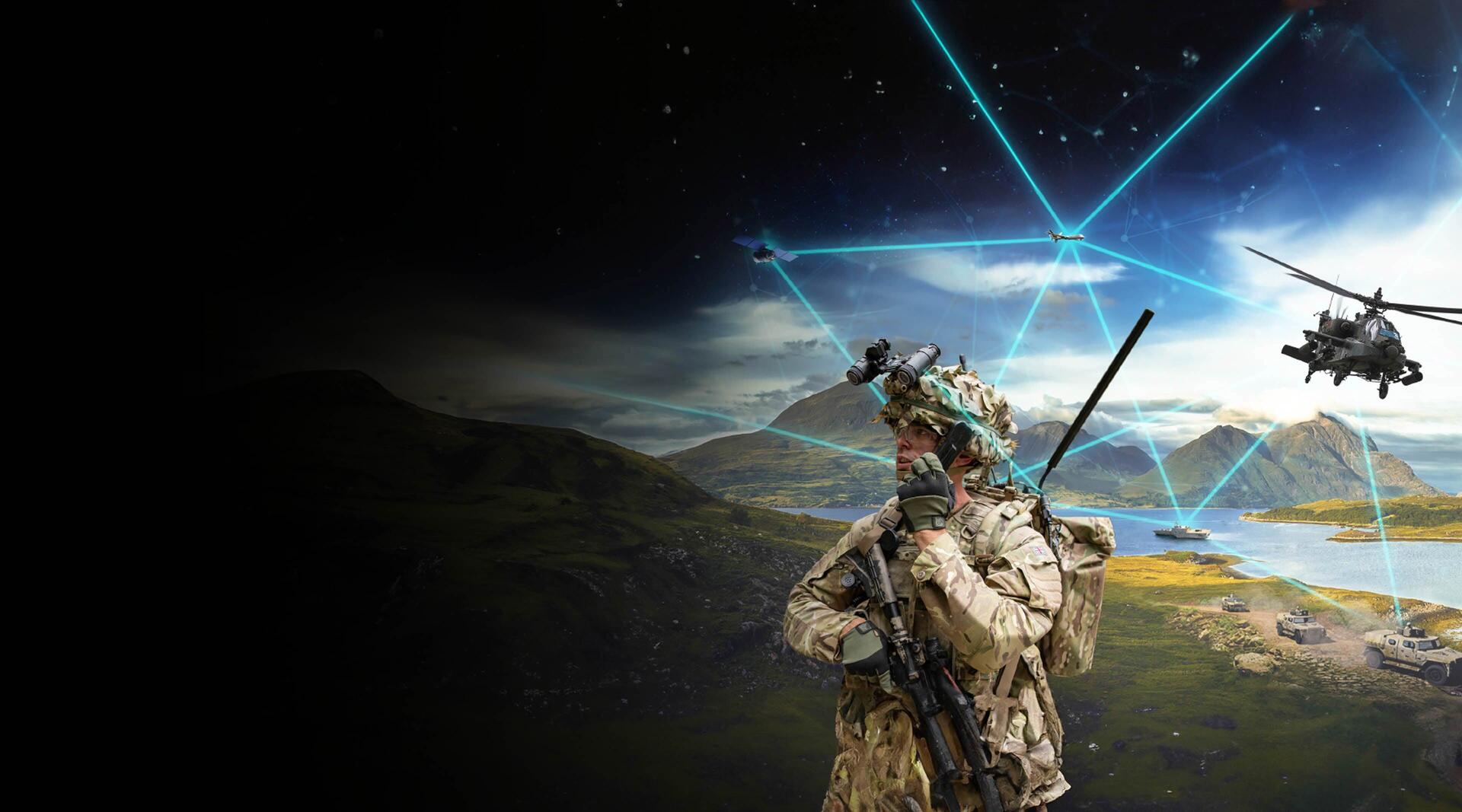 Soldier connects to network on battlefield