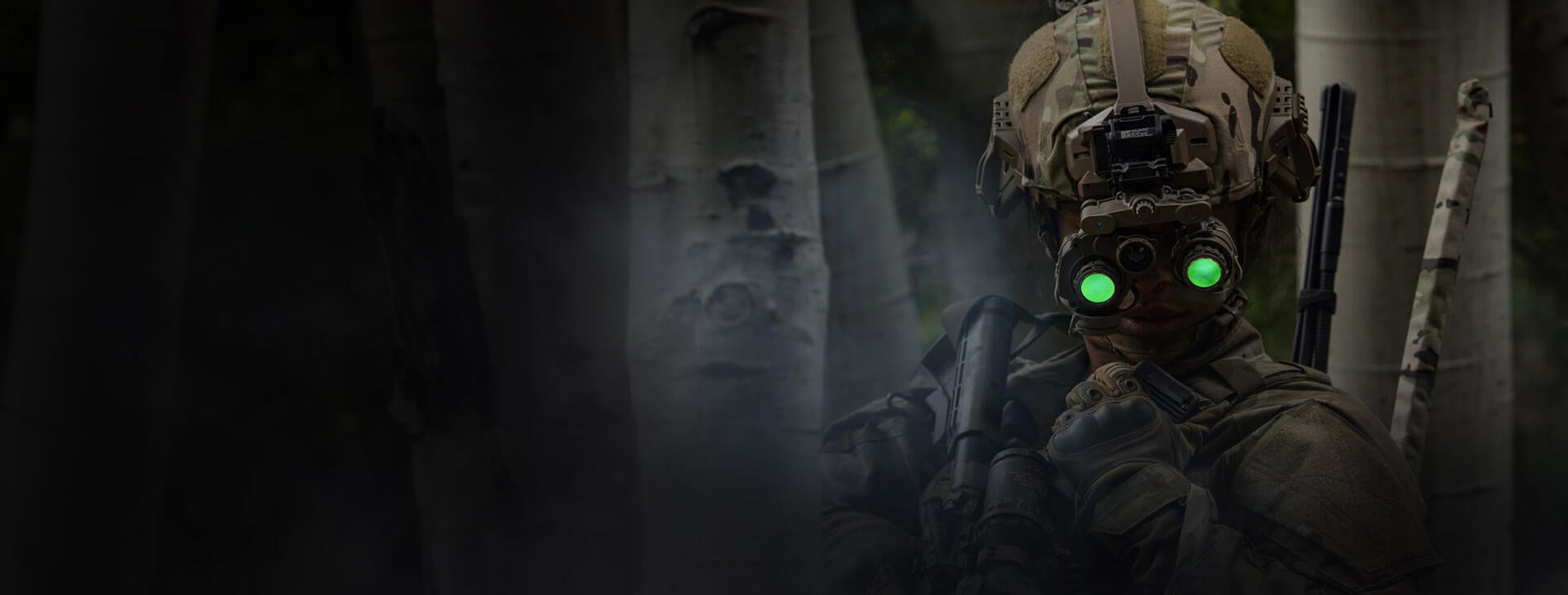 Soldier wears ENVGB goggles