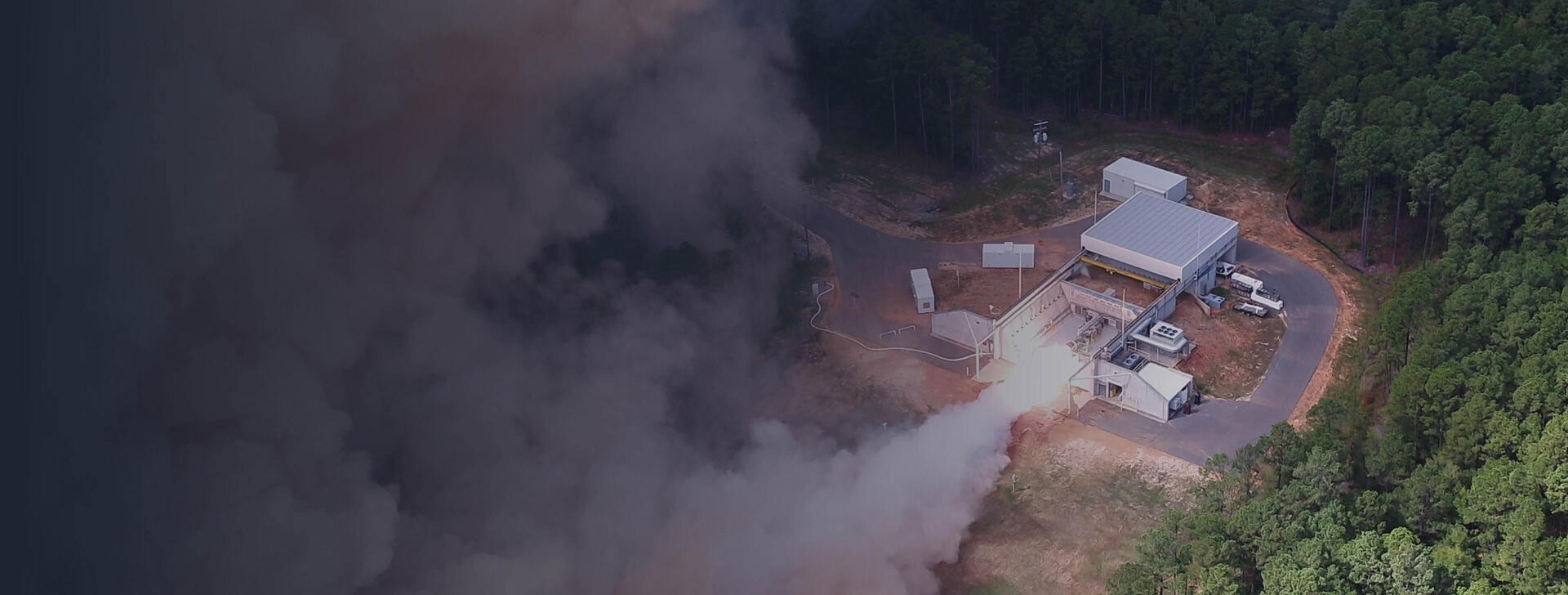 Hot fire motor test at facility