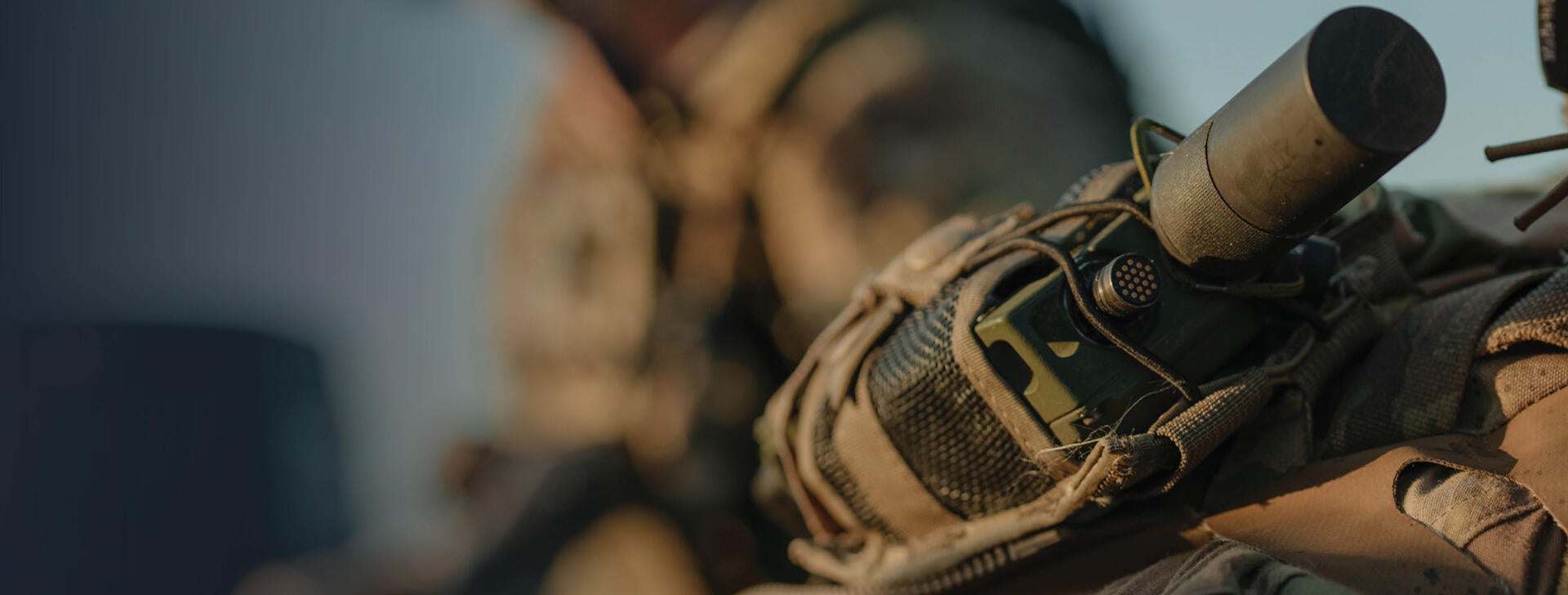Radio on back of soldier in the field