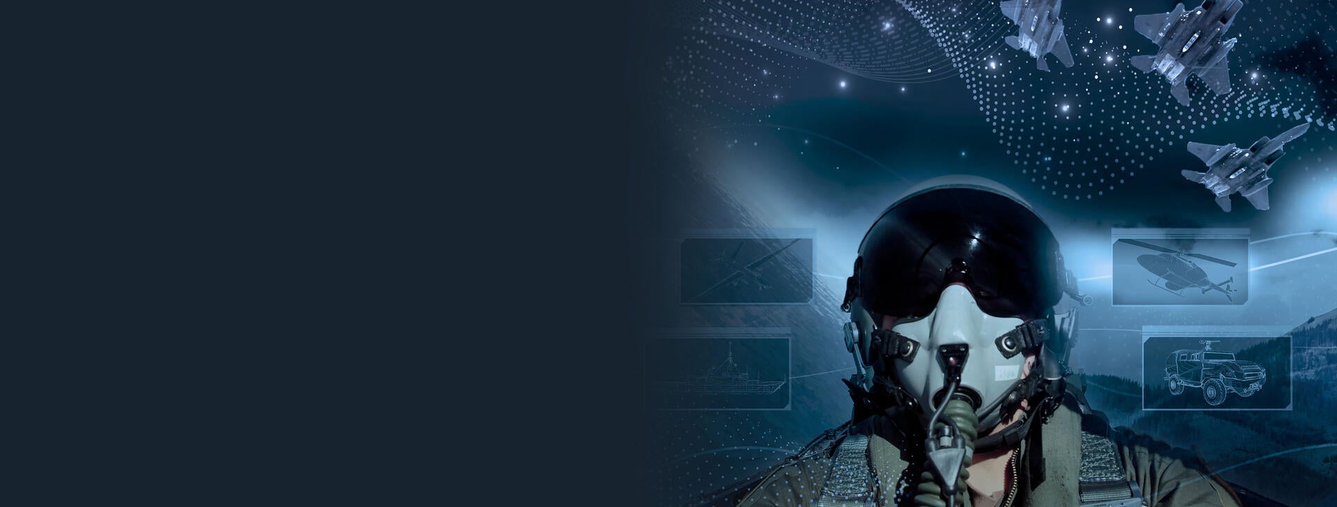 Jet fighter pilot communications representation