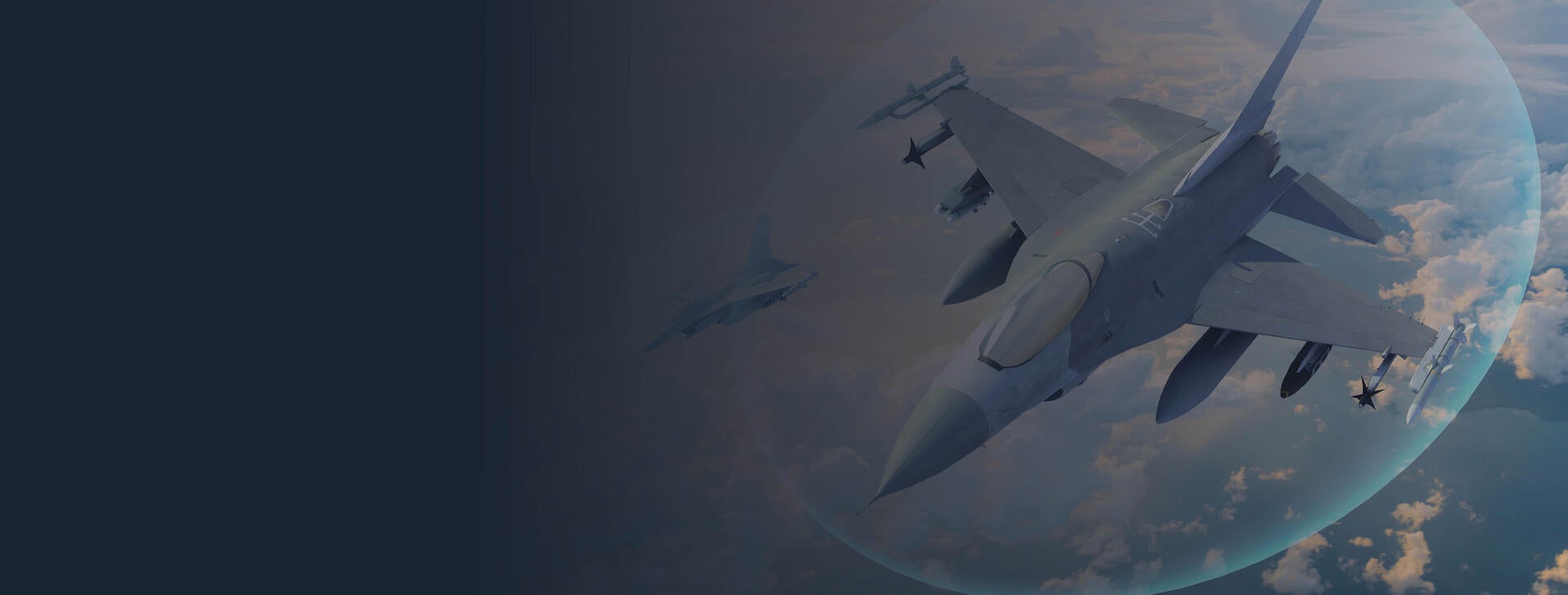 Jet flies through clouds surrounded by protective bubble